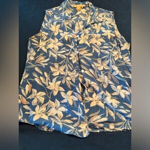 Floral Sleeveless Button Down Shirt